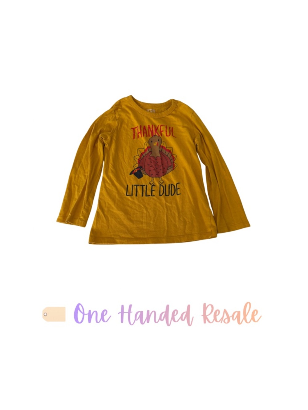 🦃 The Children’s Place Thankful Little Dude Thanksgiving T-Shirt Dark Yellow 5T